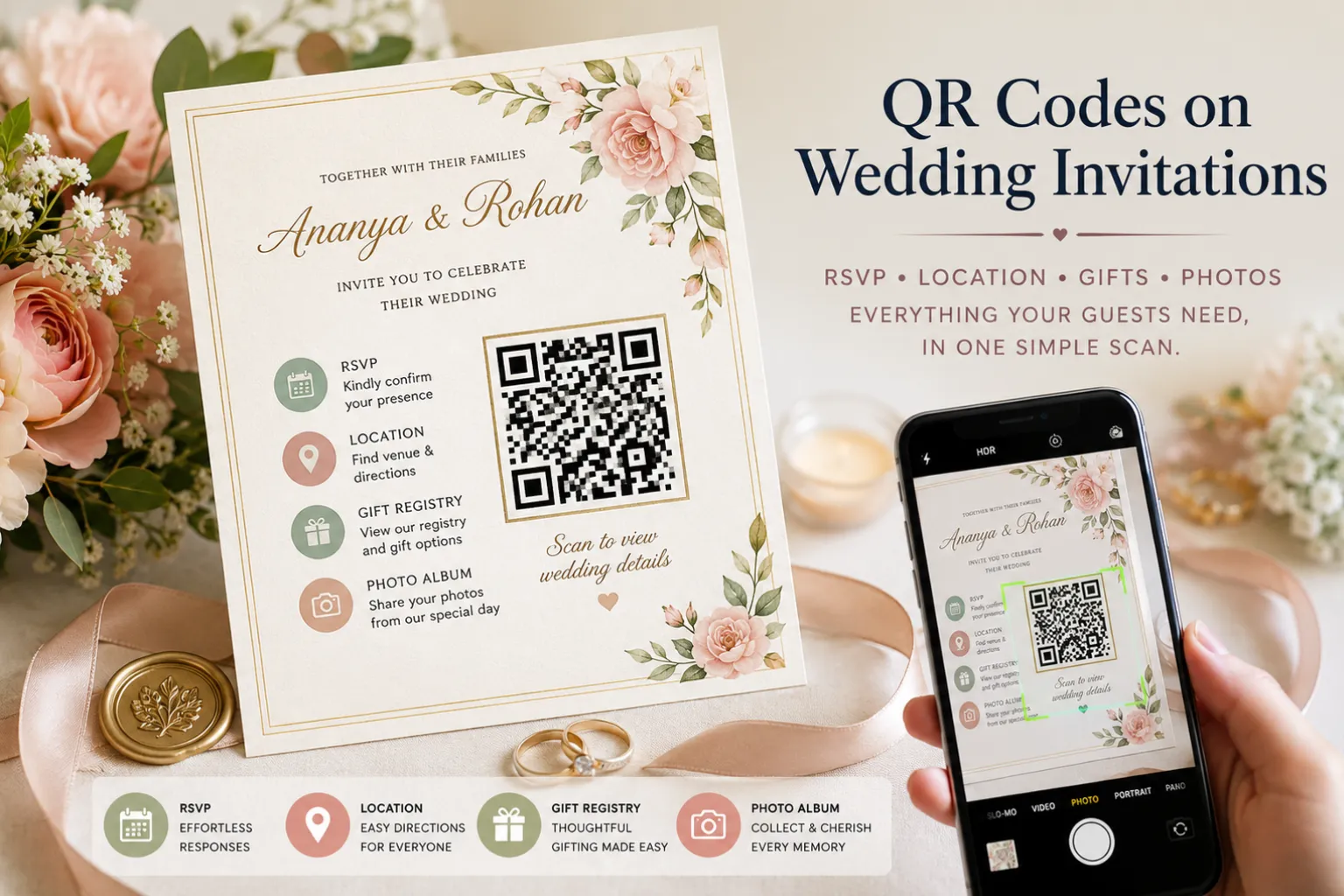 QR Codes on Wedding Invitations: RSVP, Location, Gifts & Photo Sharing Guide